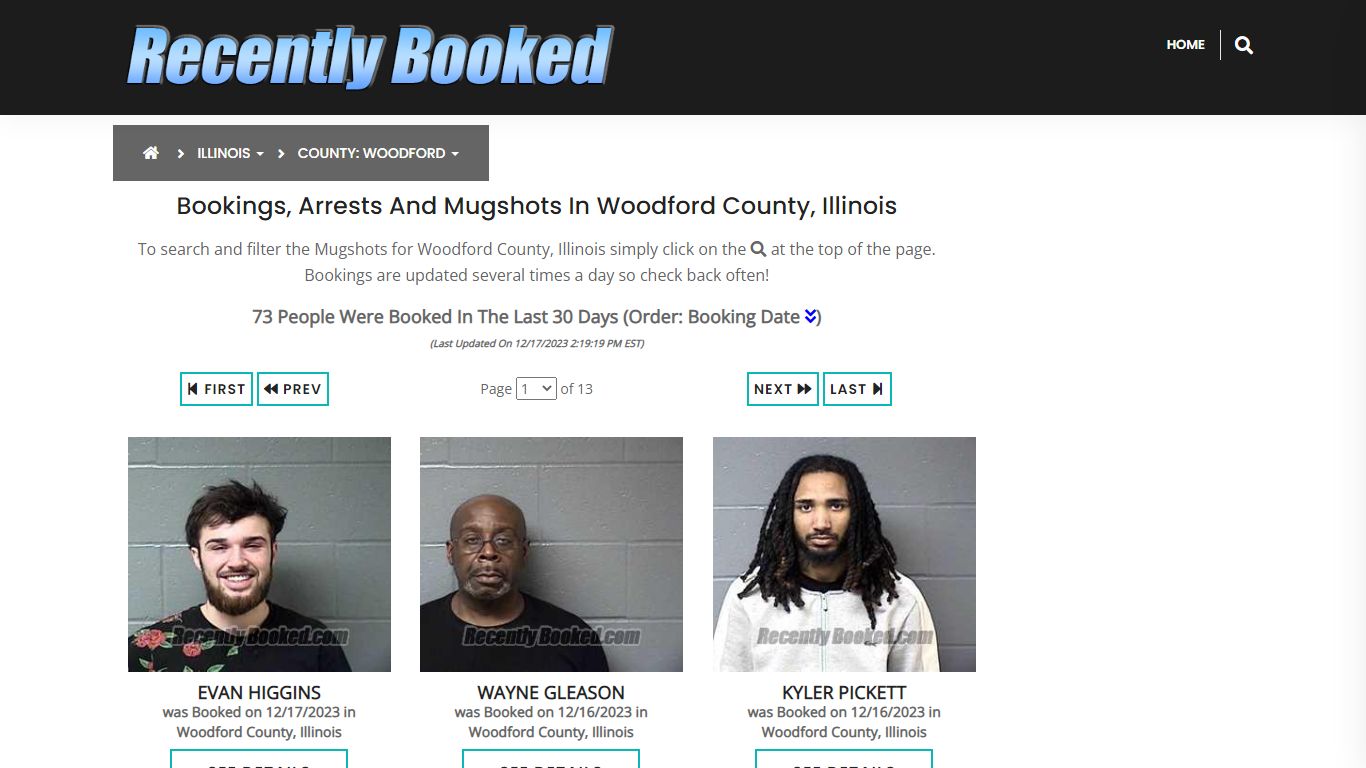 Bookings, Arrests and Mugshots in Woodford County, Illinois